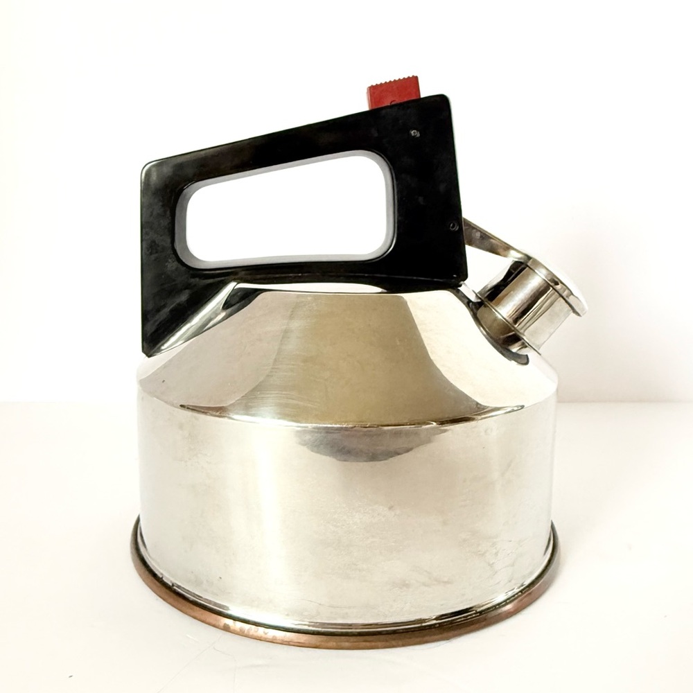 Vintage Karl Krüger Stainless Steel Whistling Tea Kettle Pure Copper Bottom